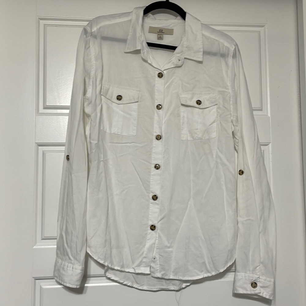 White Button Down Shirt Woman’s XL